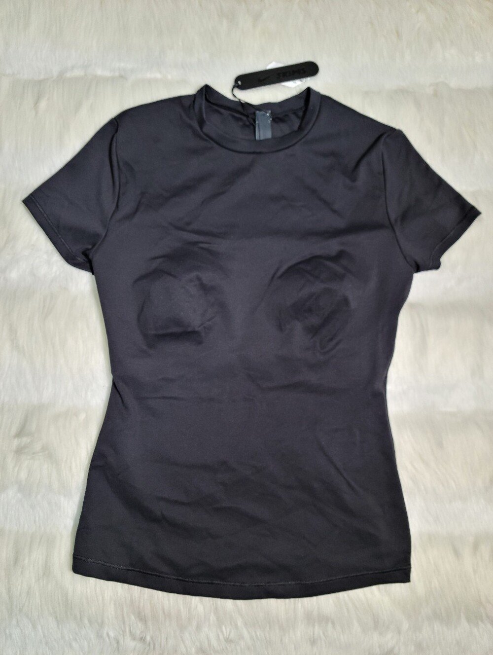 Nike SKIMS Matte Baby Tee Black Obsidian Women XS NEW